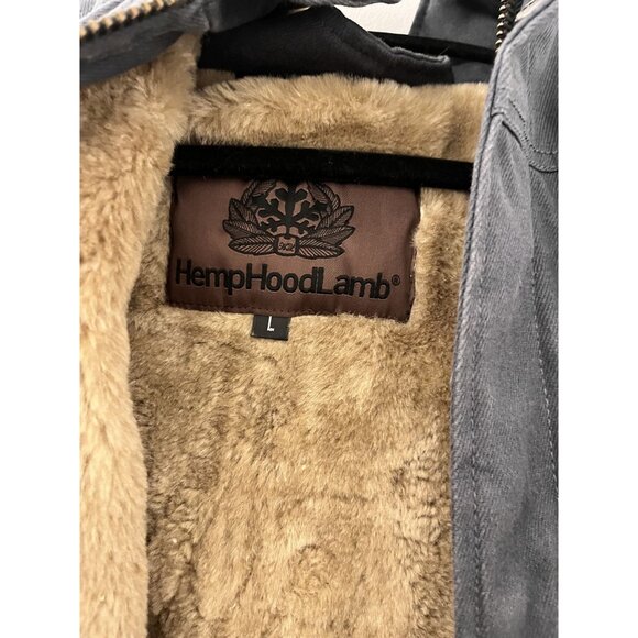 Men's Hemp HoodLamp Dark Blue Hooded Canvas Jacket size Large Heritage - Picture 5 of 14